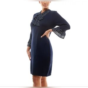 Nina Leonard Mock-Layer Sheath Sweater Dress size M